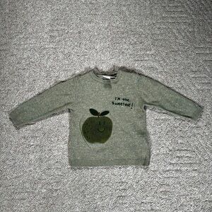 Zara Baby Apple Knit Sweater Size 2-3Y Green “I’m the Sweetest!” Graphic Toddler
